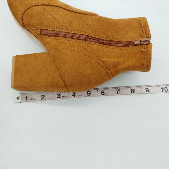 Express Womens Ankle Boots Booties Brown Block Heels Pointed Toe Side Zip Up 8M - Picture 8 of 10